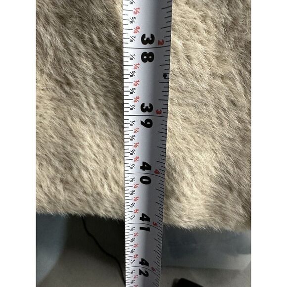 Zara Double Breasted herringbone print Beige Lapels Coat Medium - Picture 7 of 12